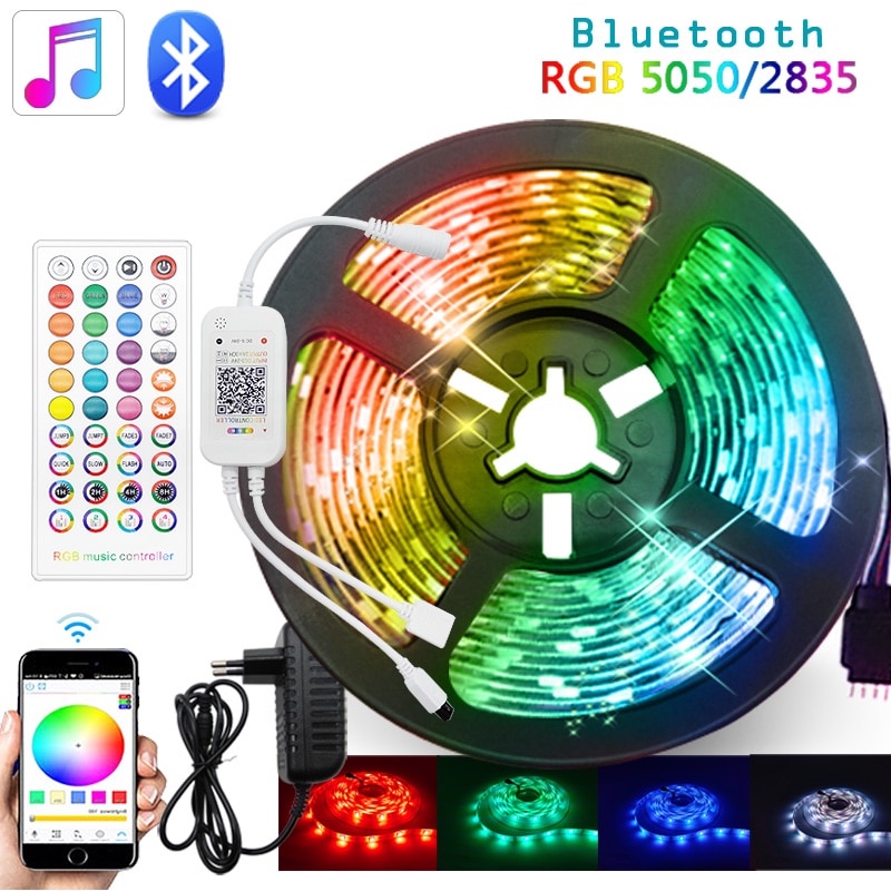 12V Cinta Tira de LED Luces 20M Bluetooth 15M Rgb Cambio De Color Luz de TV de cocina