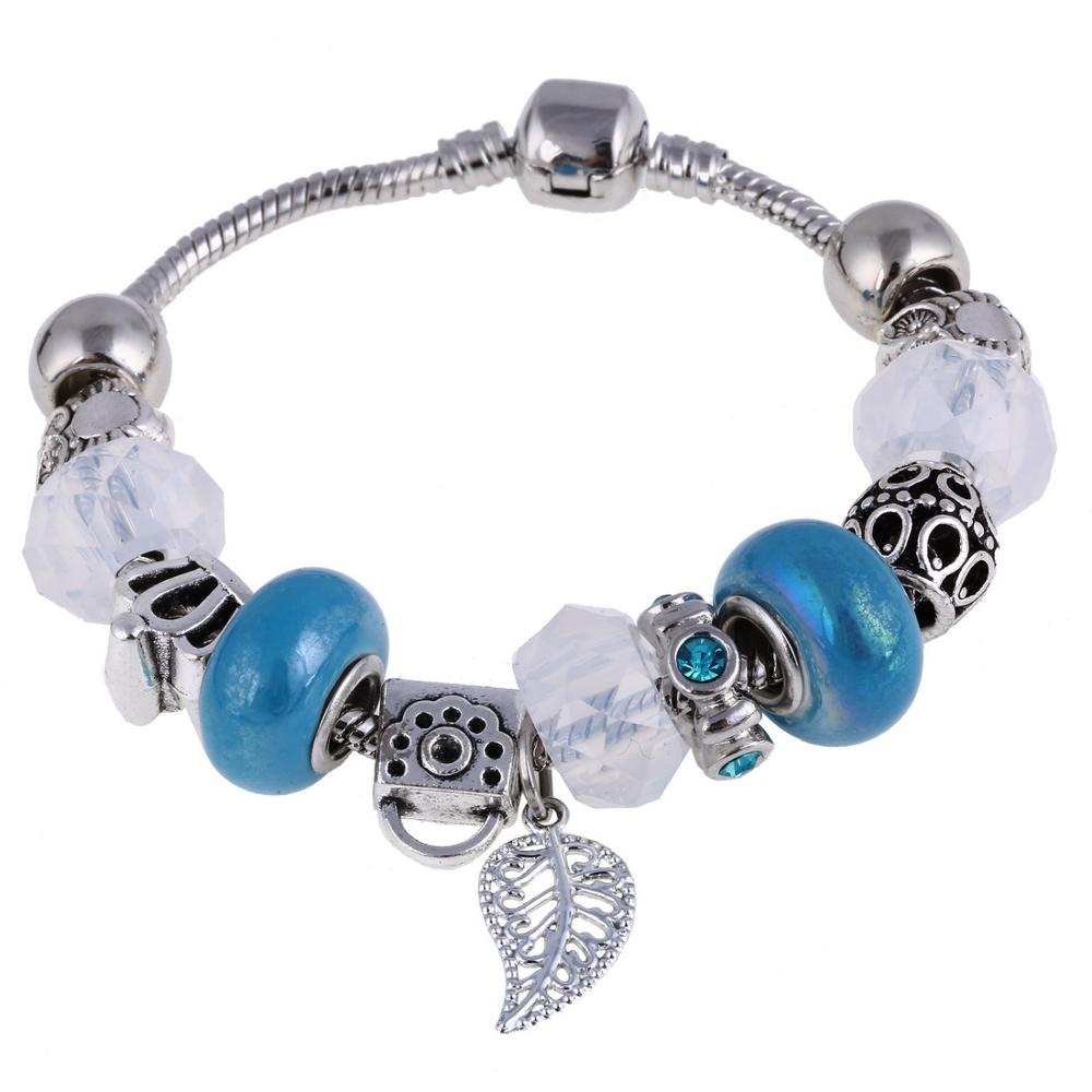 Zoshi Rosa Cristal Encanto Plata Pulsera De Plata Pulsera De 