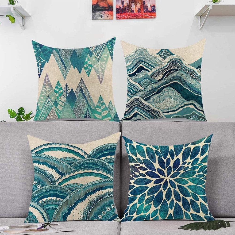 Fundas de almohada con diseño de vida marina para decoración de sofá de habitación Blanco 
