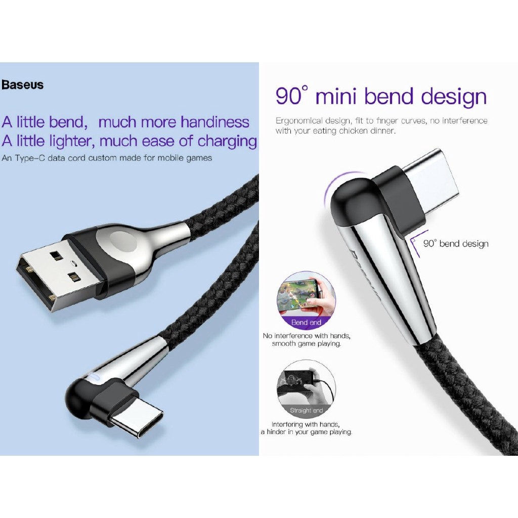 Baseus 1m Led Luz USB-C Tipo Cable Para Xiaomi Para Samsung S9 | Shopee España