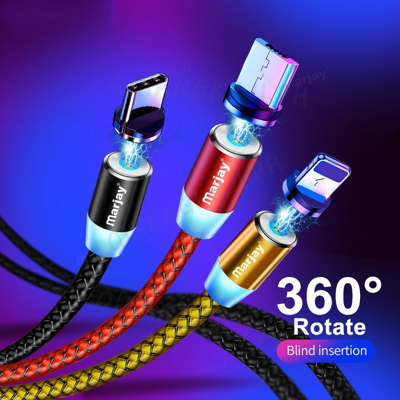 360 ° Iluminación magnético Micro USB Cable cargador rápido de tipo C para iPhone 7 Samsung 