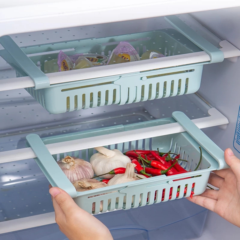Aigend Organizador de cajones de Nevera 2 Piezas Tipo de cajón Refrigerador Caja de Almacenamiento Estante Organizador clasificado Soporte de contenedor de Vegetales 