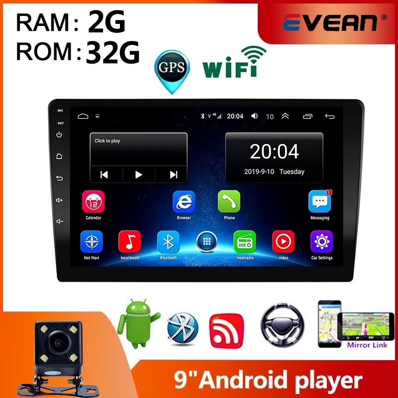 10.1" Radio de coche Android 9.1 GPS 2DIN Autoradio WiFi BT FM Pantalla táctil 