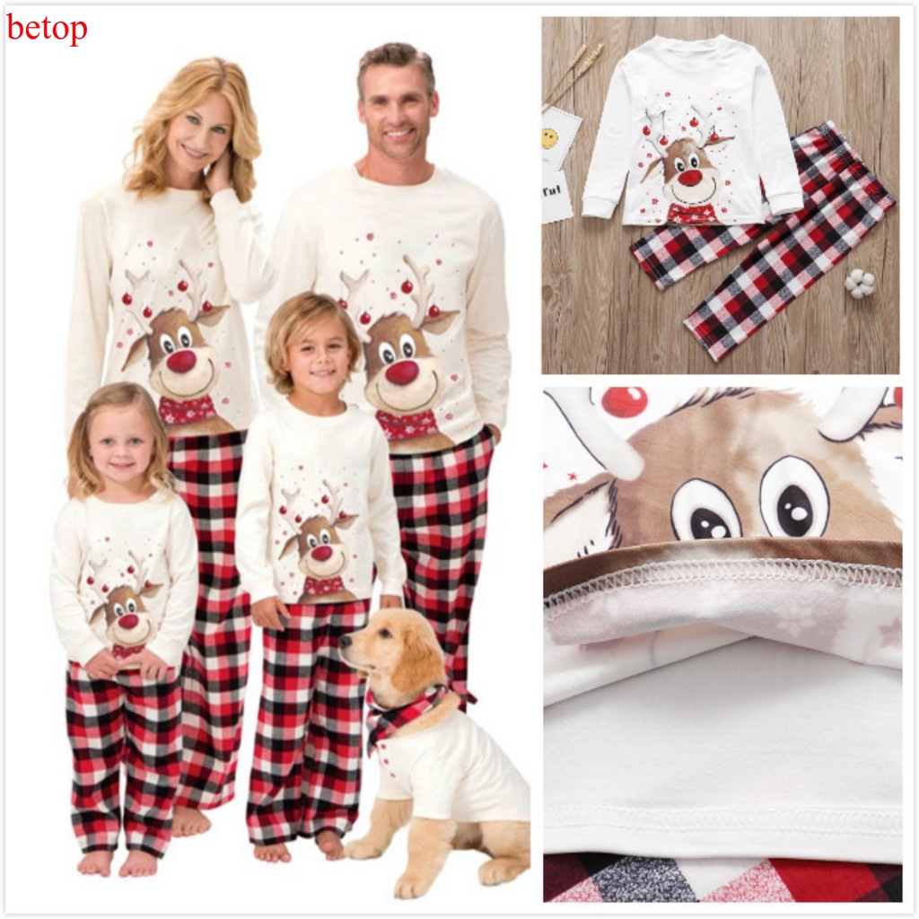 traje de prendas de dormir de ciervos lindos para invierno Pijamas familiares de Navidad 