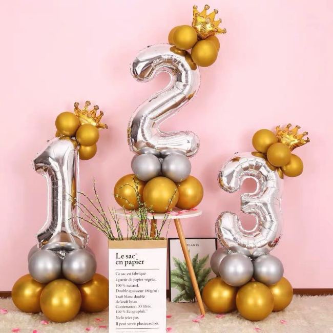 Número de oro rosa de aluminio globos de aire bolas Decoración feliz cumpleaños 