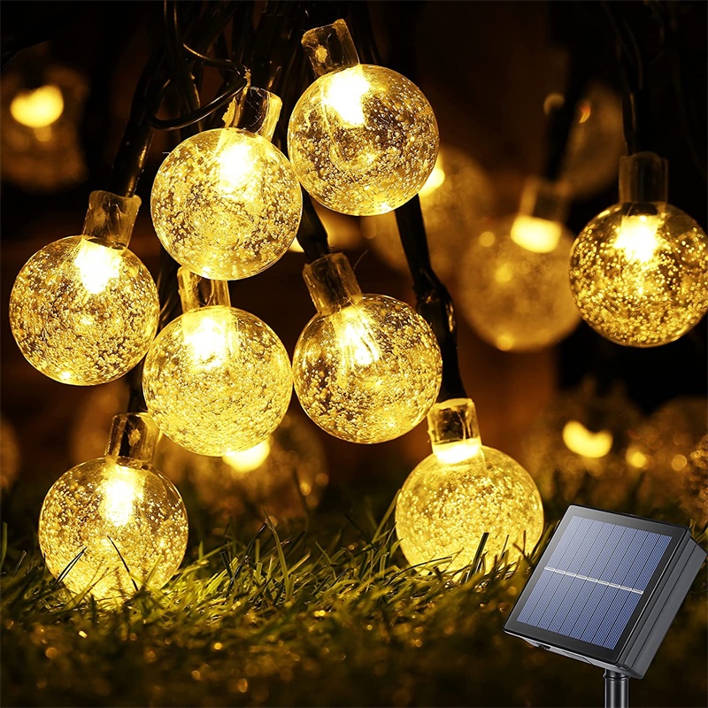 luces LED decoración de loto de cristal con forma de globo de color ámbar paquete de 2 Luz solar para jardín al aire libre 