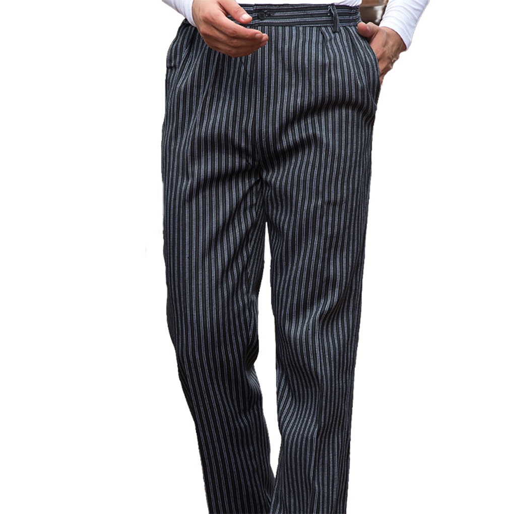 Unisex Men Loose Baggy Chef Pants Restaurant Cook Uniform Trousers Elastic Waist 