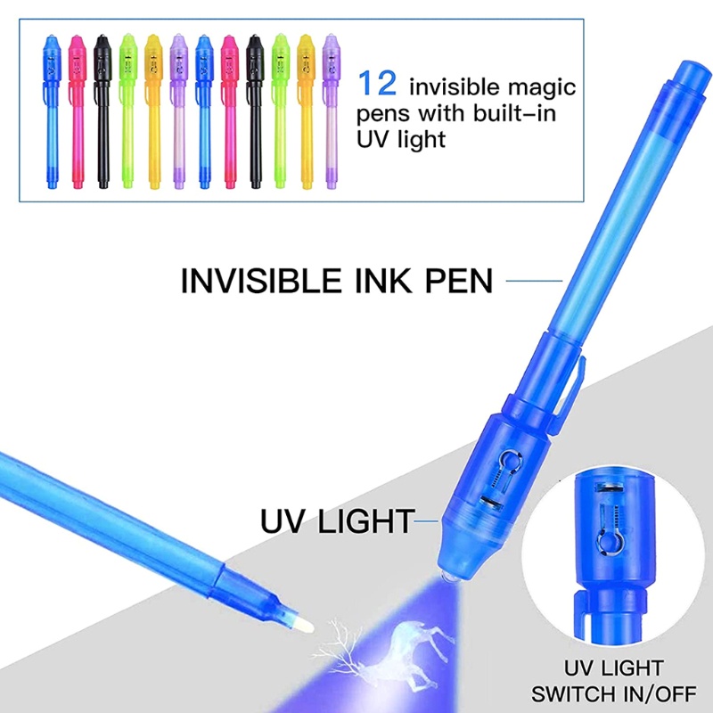 detalles cumpleaños infantiles y regalos de bolsa de fiesta Boligrafo Tinta Invisible 30 Marcadores Mágicos de con bolígrafos secretos de luz UV para favores de fiesta