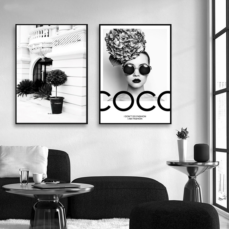 Arte de Pared Lienzo Pintura Moda Mujer Impresiones de Fotos póster Vogue imágenes en Blanco y Negro Modernas decoración de Sala de Estar 40x60cm 