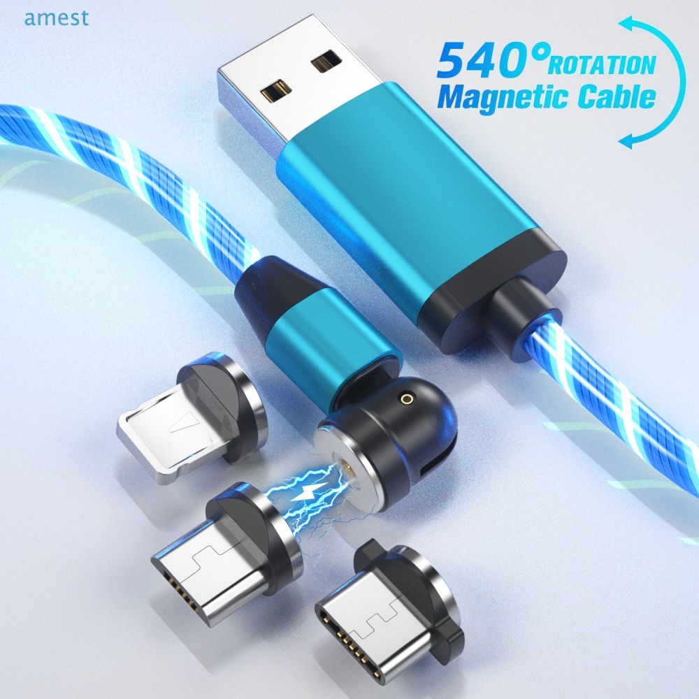 360 ° led Magnético Cargador Rápido 3A Micro USB Cable de carga para IOS Android Typec 