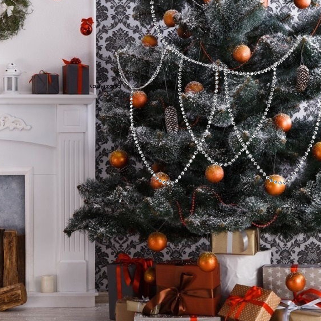 Blanco YQing 11ft Guirnalda de Perlas para el Árbol de Navidad Cadena Cuentas Bayas Navidad de Luz Guirnalda Decorativas de Cuentas para árbol de Navidad Decoración de Bodas Manualidades 