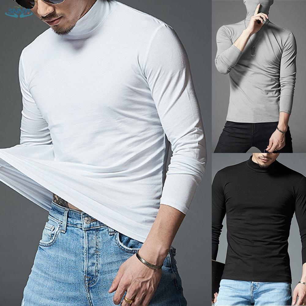 Blusas Hombres Tops Básicos De Cuello Alto Casual Slim Fit 