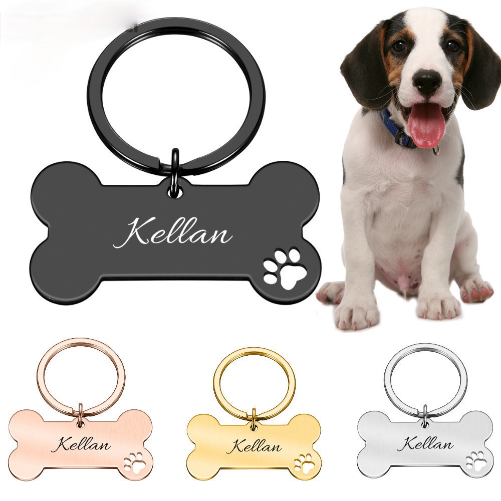 accesorios de collar de perro mascota grabados Etiqueta de identificación de perro personalizada antipérdida etiqueta de identificación de cachorro de gato etiquetas de gato de acero inoxida