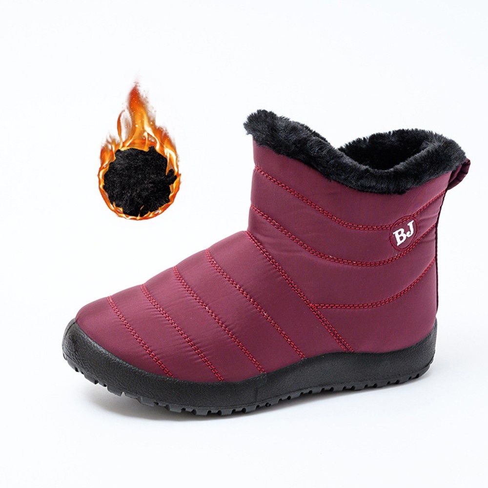 Botas de nieve para mujer de piel de invierno botas de tobillo cálidas botas impermeables 