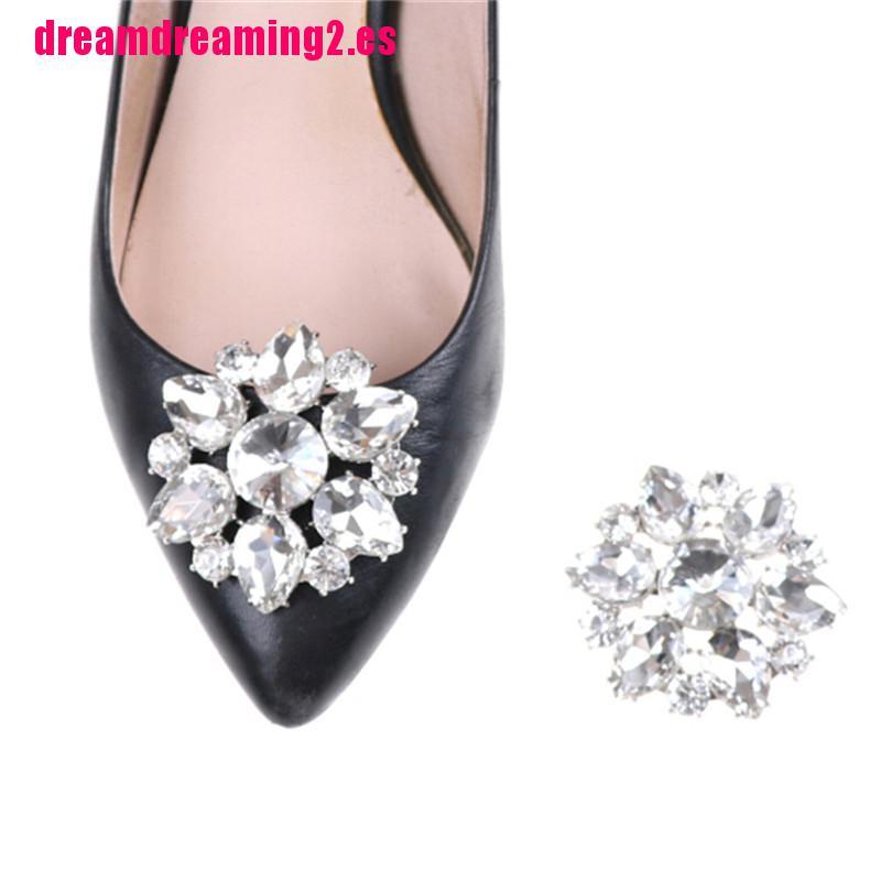 Happyyami 1 par de Diamantes de Imitación de Cristal Zapato Hebilla de Diamantes de Imitación Zapato Clips Flor Decorativa Zapato Clips Adornos 