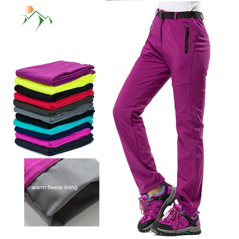 #Purple pantalones de senderismo impermeables para mujer,de secado 