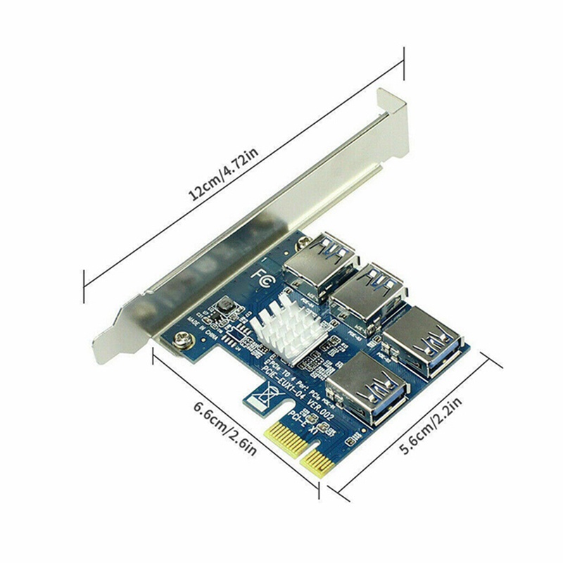 PCI-E Riser Card Pcie USB 3.0 Expansion Card Pcie 1 to 4 Adatper PCI-E USB 3.0 Card Pcie 1x to 16x Splitter Pcie Riser Cards Mother Board Graphics Card with 4pack Pcie Riser Cable for Bitcoin Mining