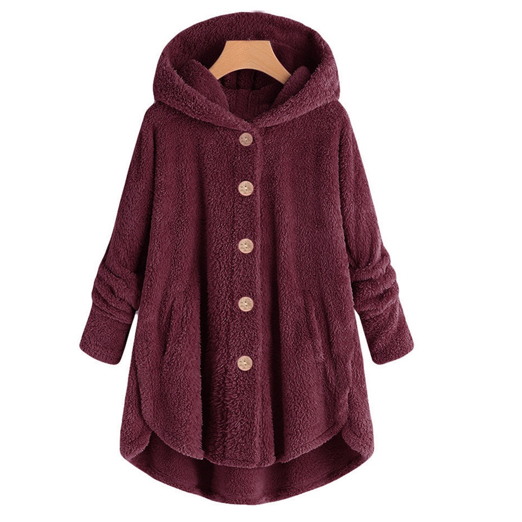 Abrigo de lana de doble cara de manga larga Botón de invierno Botón de invierno Abrigo caliente Outerwear 