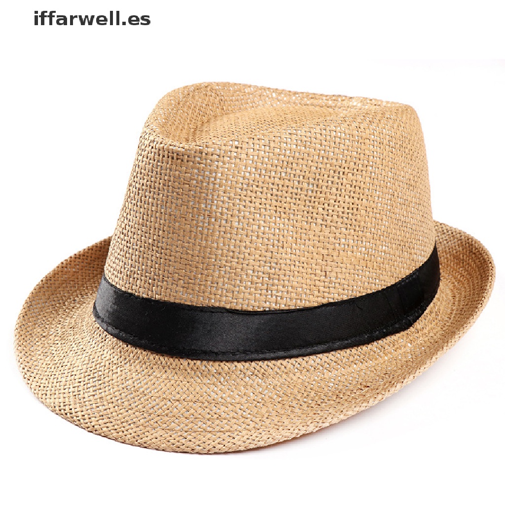 GEMVIE Sombrero Playa Mujer Fedora de Paja Hombre ala Ancha Sombrero Panama Primavera/Verano Ajustable Caballero Sombrero