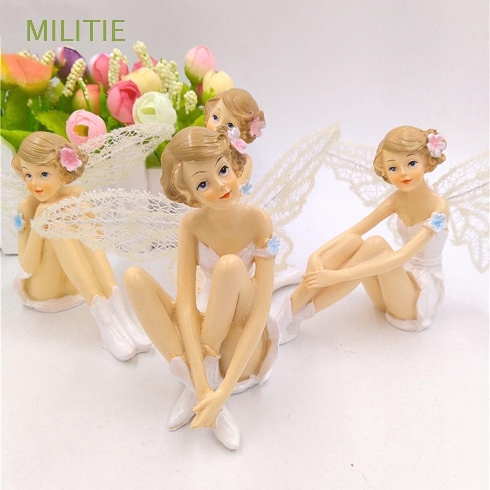 White Angel Doll Flying Flower Fairy Garden Car Cake Decor Flower Ornaments