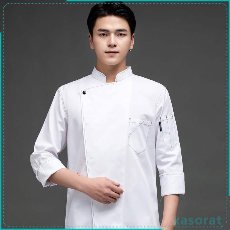 Camisa de Cocinero Cocina Uniforme Manga Larga Blanco