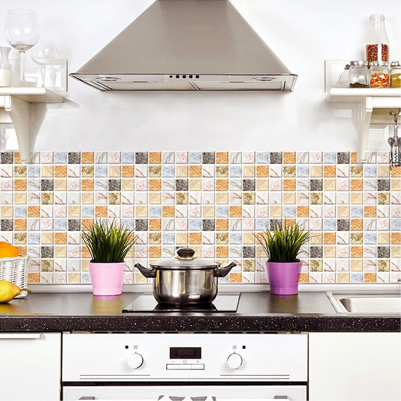 1x Kitchen Tile Stickers Bathroom Mosaic Sticker Self-adhesive Wall Home Decor 