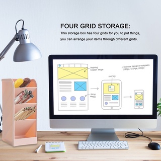 Four-Grid Desk Storage Box Organizer Plastic Rectangular Inclined Pen Holder @@