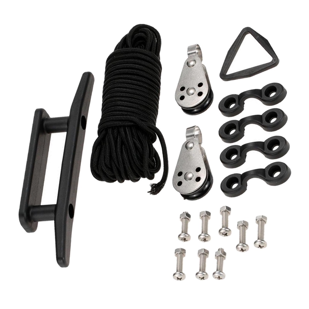 Kayak Anchor Trolley Kit System W/ Pulleys Cleats 30 Feet of Rope Pad Eye Shopee España
