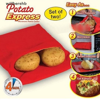Microondas Cocina rápida Tejido de poliéster lavable Fibra Bolsa Patata Cocina Para hornear Soporta hasta 4 papas