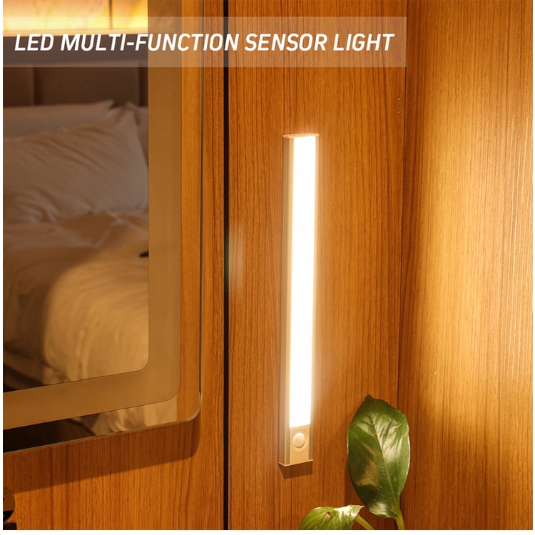 Cocina 2500 mAh Luz de noche de aluminio para gabinete 78 LED Armario Luz Nocturna Sensor Movimiento Luz Interiores USB Recargable 2 modos de sensor 